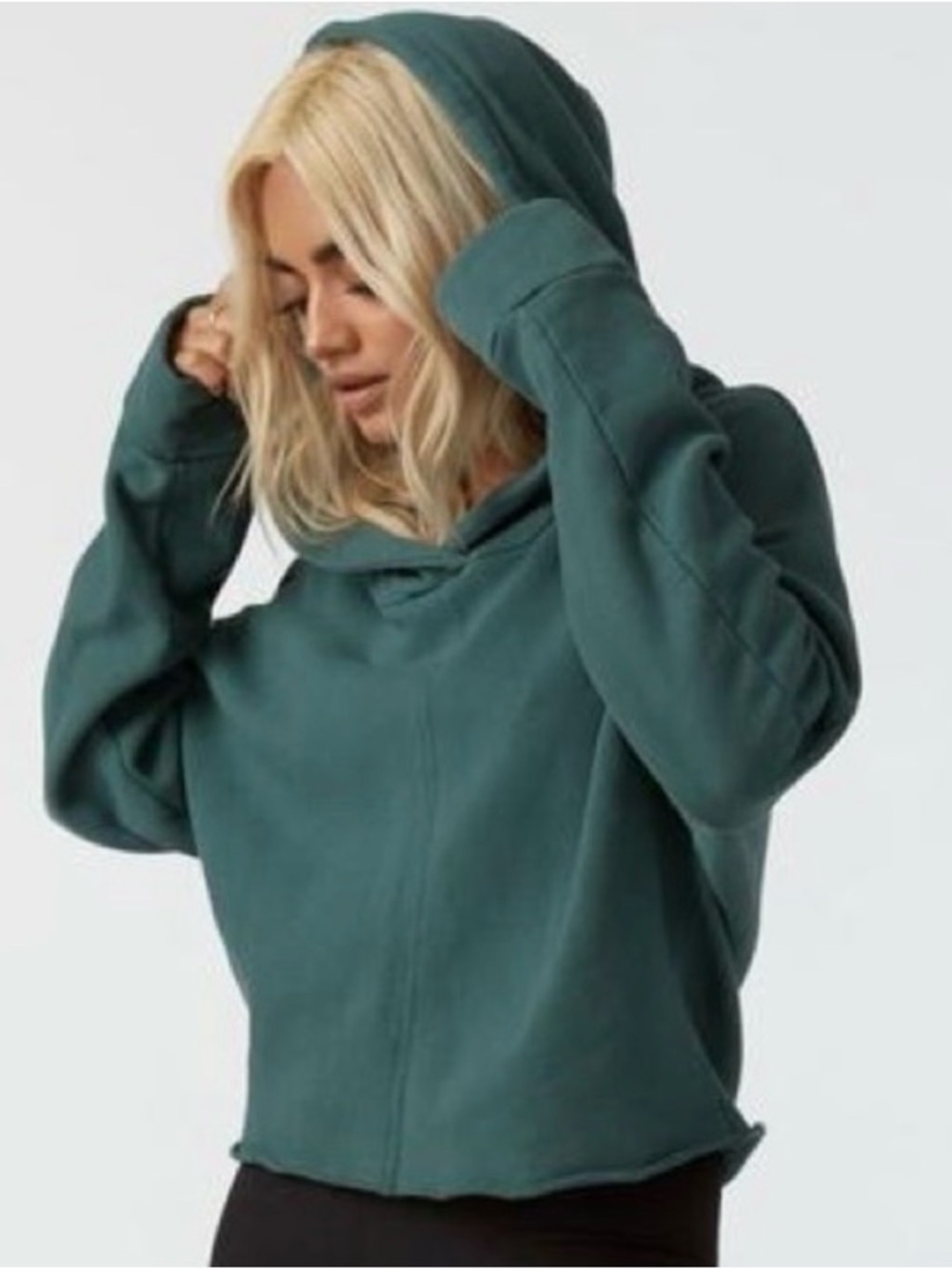 Joah Brown Teal Green Cocoon Cropped Hoodie *Rare*